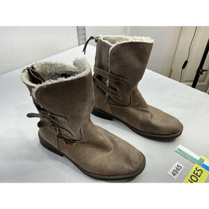 Womans Target Mad Love Pull On Midcalf Boots 11 Brown Back Zip Strappy Lined